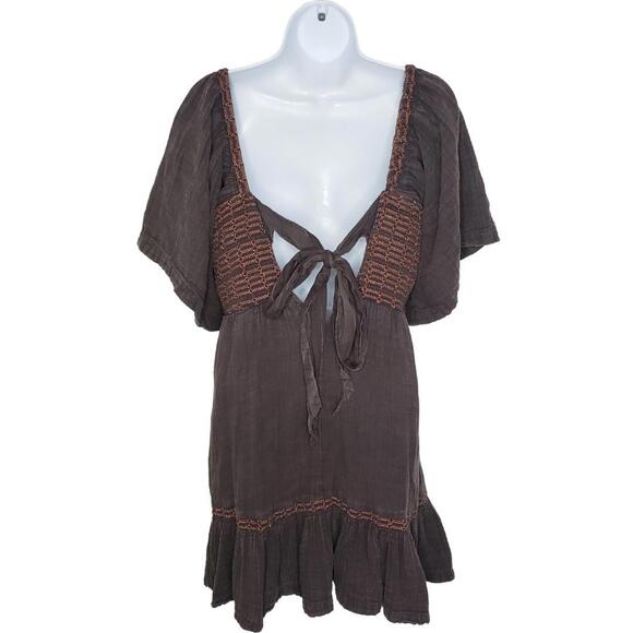 Free People Women's Sz L Smocked Easy to Love Mini Dress (1652) - Picture 2 of 8